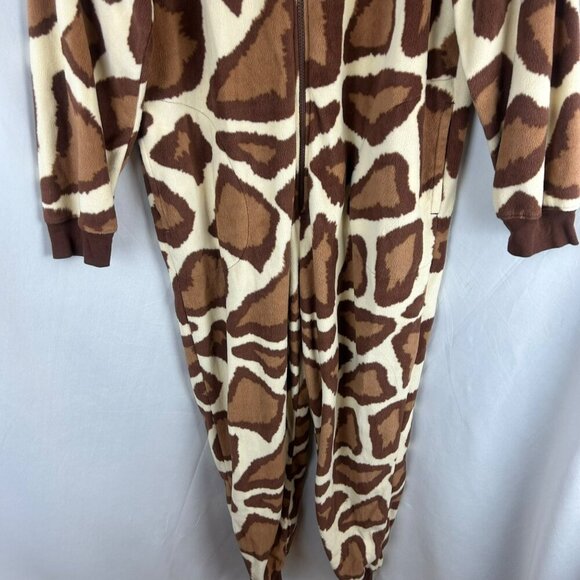 Nick & Nora Giraffe One Piece Sleepwear Women Medium Brown Hood Animal Safari - Picture 6 of 11